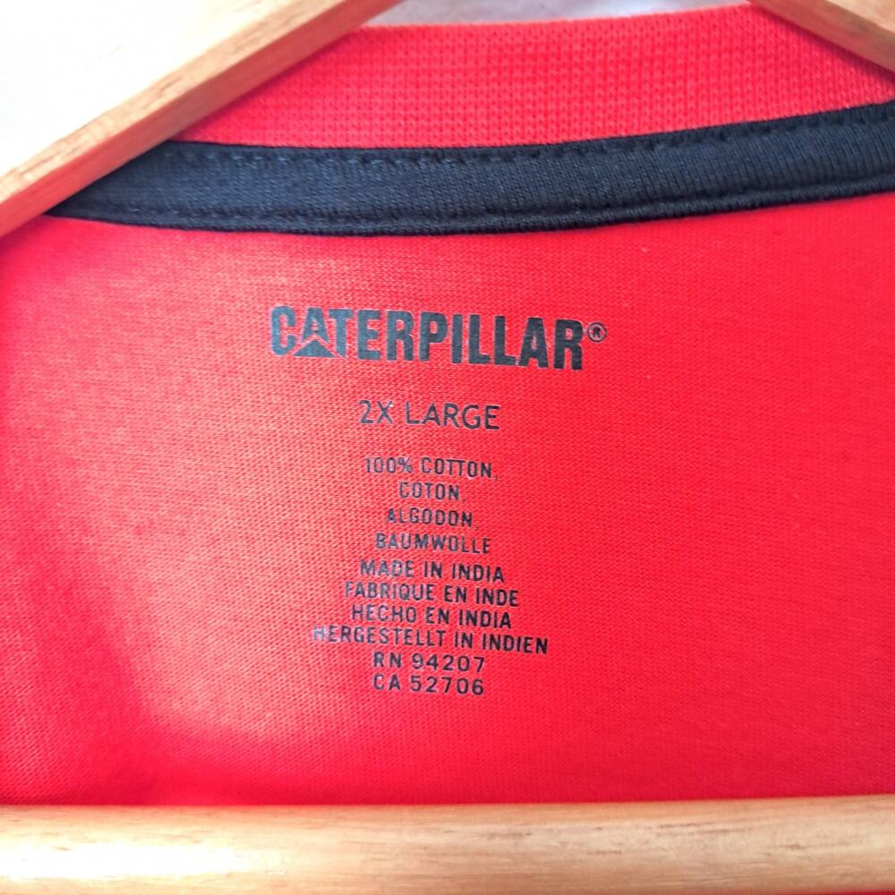 CAT Caterpillar T-Shirt Red Men's 2XL - Picture 3 of 4